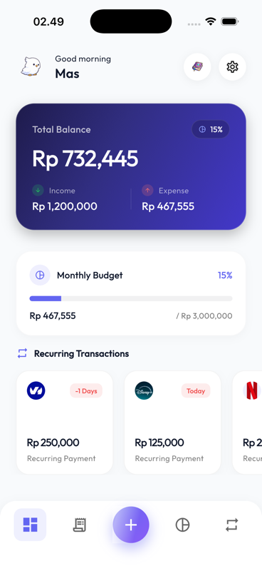 Moneta App Home Screen